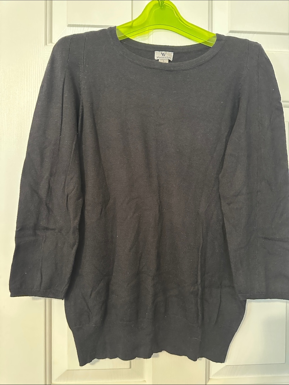 Worthington Black 3/4 sleeve Crewneck Sweater -
